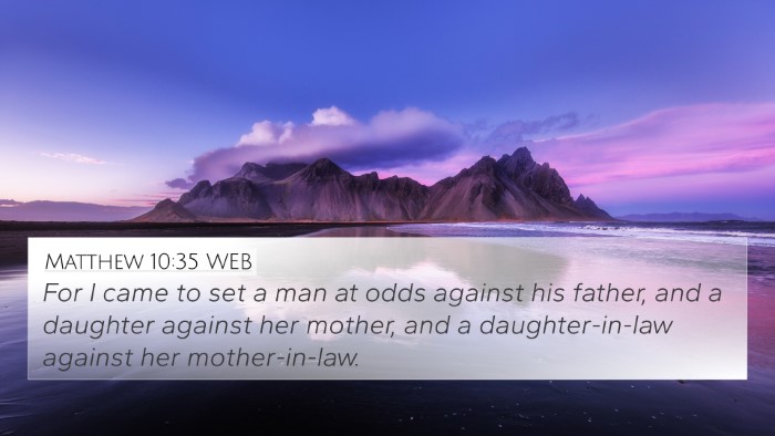 Matthew 10:35 WEB Bible Verse Image