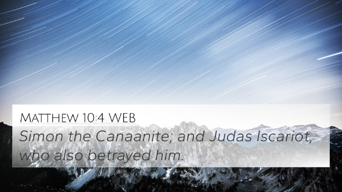 Matthew 10:4 WEB Bible Verse Image