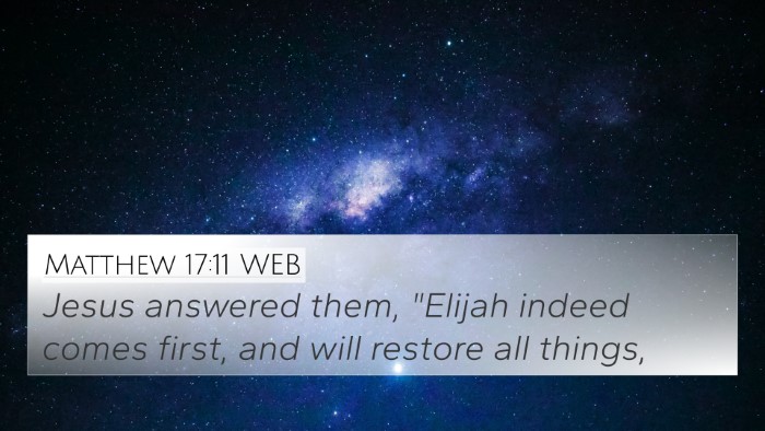Matthew 17:11 WEB Bible Verse Image