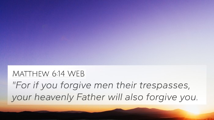 Matthew 6:14 WEB Bible Verse Image