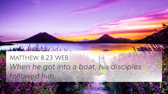 Matthew 8:23 WEB Bible Verse Image