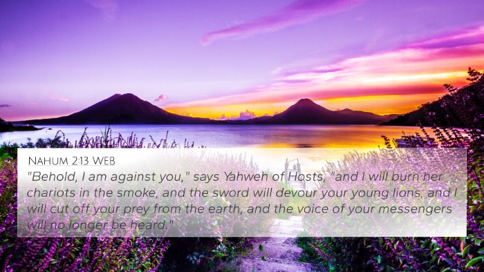 Nahum 2:13 WEB Bible Verse Image