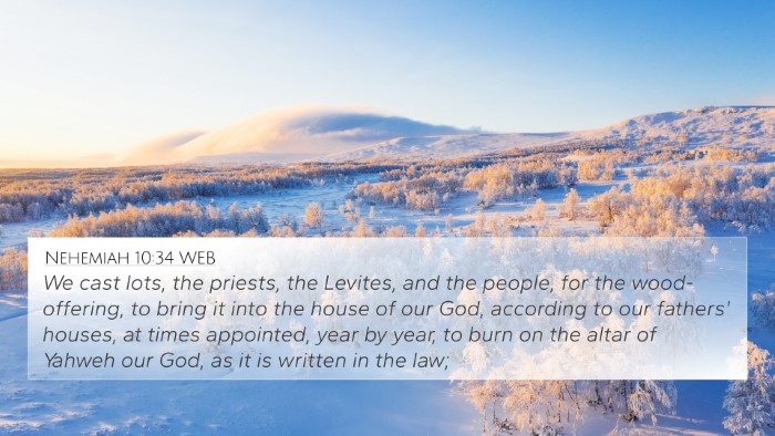 Nehemiah 10:34 WEB Bible Verse Image
