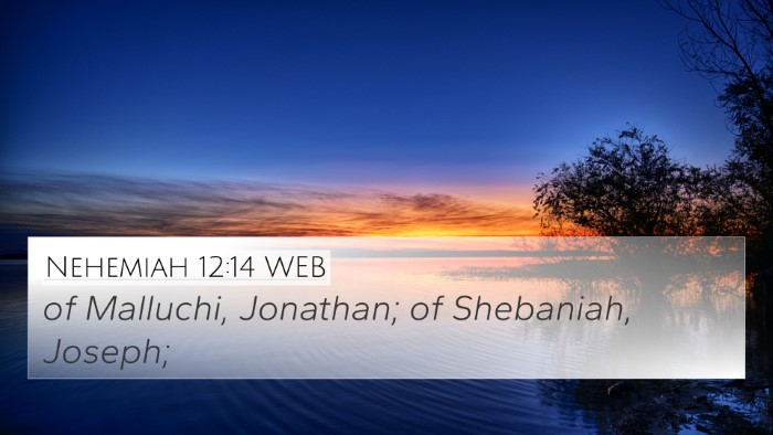 Nehemiah 12:14 WEB 4K Wallpaper - of Malluchi, Jonathan; of Shebaniah, - 4K Wallpaper Bible Verse
