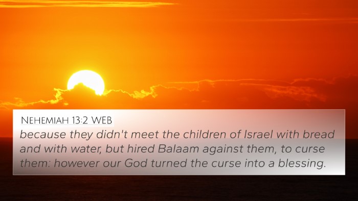 Nehemiah 13:2 WEB Bible Verse Image