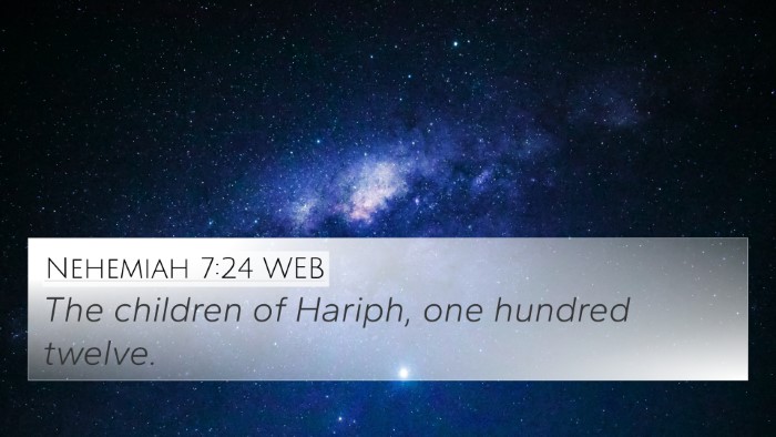 Nehemiah 7:24 WEB 4K Wallpaper - The children of Hariph, one hundred - 4K Wallpaper Bible Verse