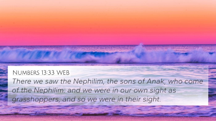 Numbers 13:33 WEB Bible Verse Image