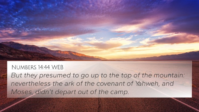 Numbers 14:44 WEB Bible Verse Image