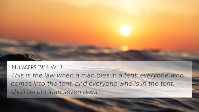 Numbers 19:14 WEB Bible Verse Image