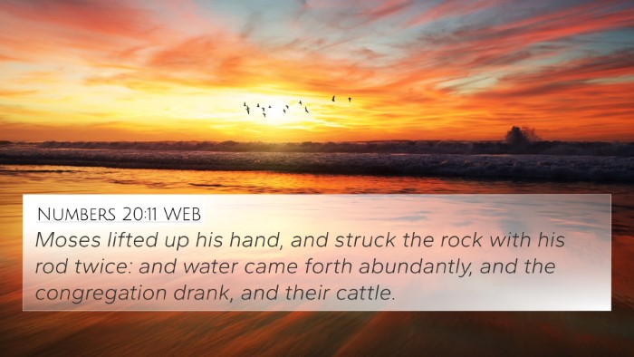 Numbers 20:11 WEB Bible Verse Image