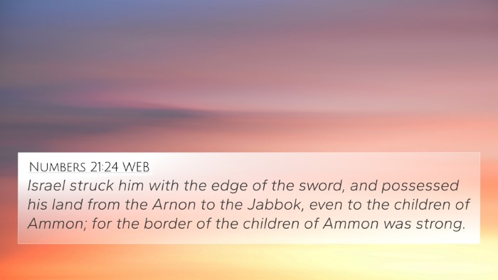 Numbers 21:24 WEB Bible Verse Image