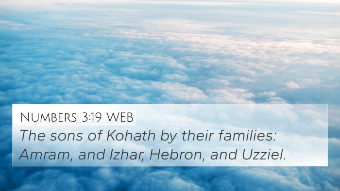 Numbers 3:19 WEB Bible Verse Image