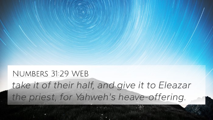 Numbers 31:29 WEB Bible Verse Image