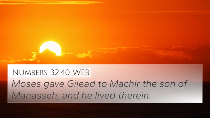 Numbers 32:40 WEB Bible Verse Image