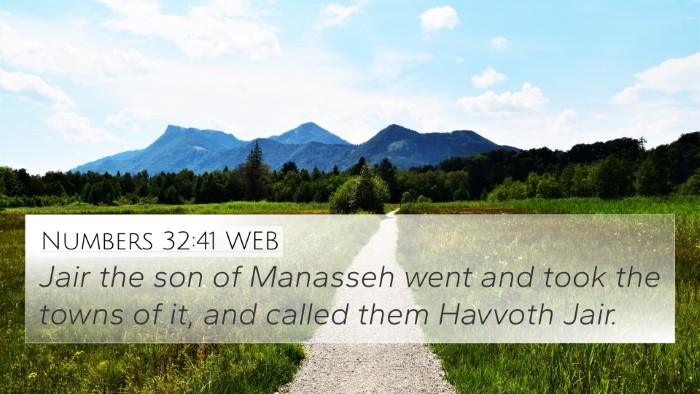 Numbers 32:41 WEB Bible Verse Image