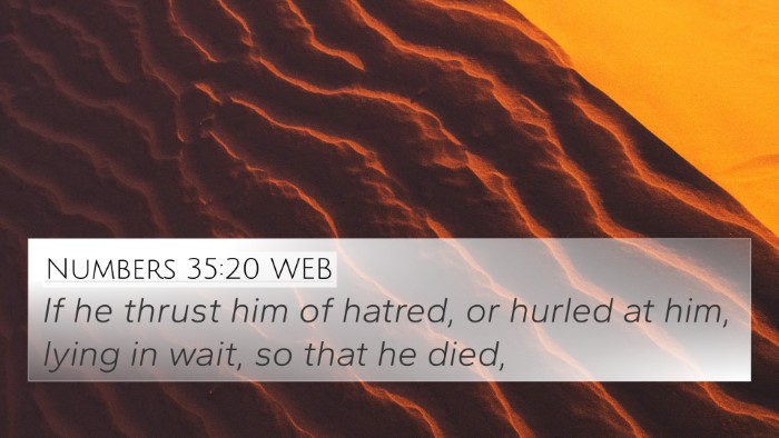 Numbers 35:20 WEB Bible Verse Image