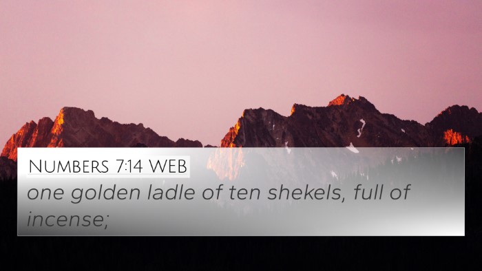 Numbers 7:14 WEB 4K Wallpaper - one golden ladle of ten shekels, full of - 4K Wallpaper Bible Verse