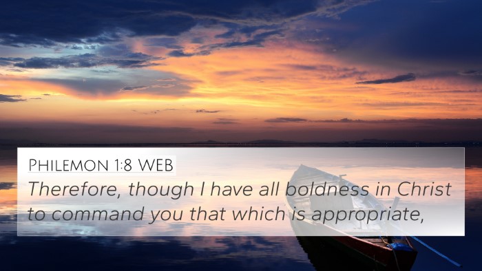 Philemon 1:8 WEB 4K Wallpaper - Therefore, though I have all boldness in Christ - 4K Wallpaper Bible Verse