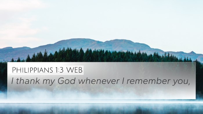 Philippians 1:3 WEB Bible Verse Image