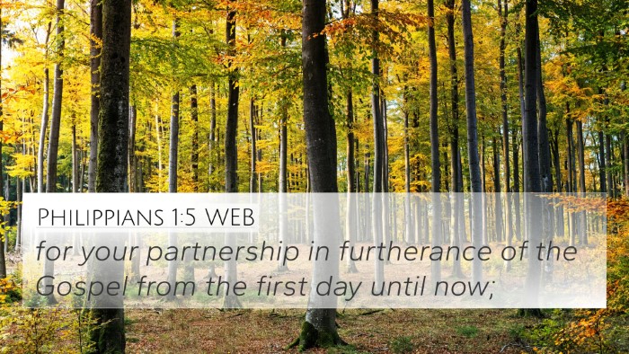 Philippians 1:5 WEB Bible Verse Image