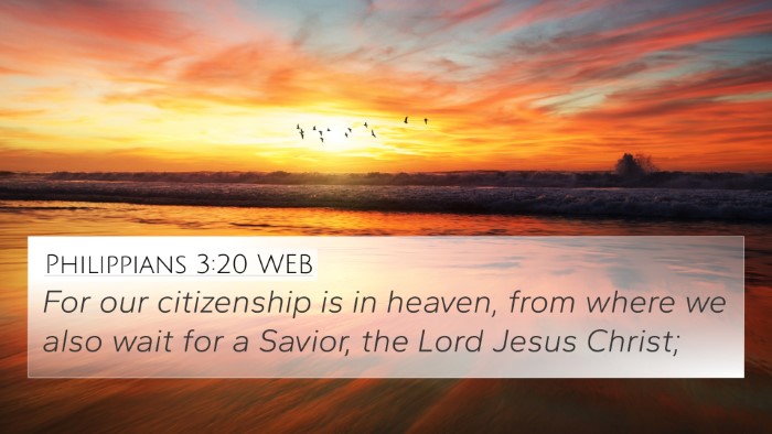 Philippians 3:20 WEB Bible Verse Image