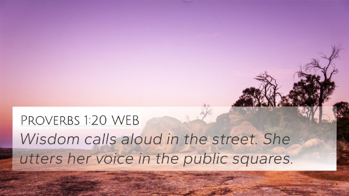 Proverbs 1:20 WEB Bible Verse Image