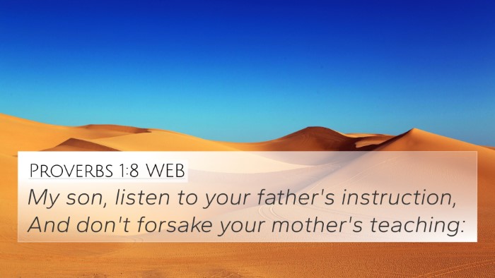 Proverbs 1:8 WEB Bible Verse Image
