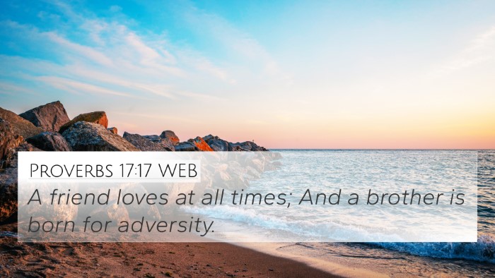Proverbs 17:17 WEB Bible Verse Image