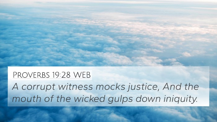 Proverbs 19:28 WEB Bible Verse Image