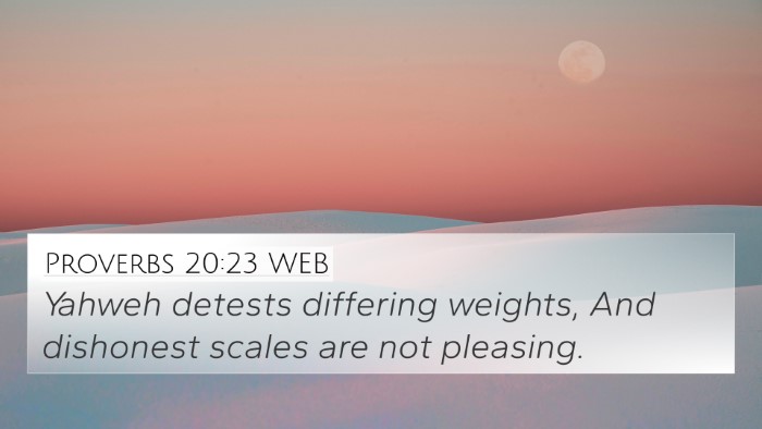 Proverbs 20:23 WEB 4K Wallpaper - Yahweh detests differing weights, And dishonest - 4K Wallpaper Bible Verse