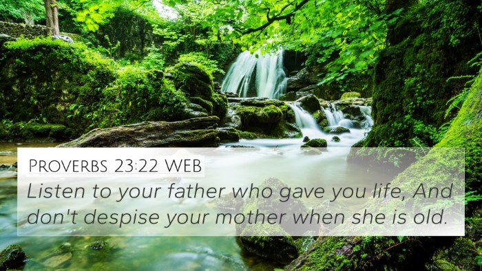 Proverbs 23:22 WEB Bible Verse Image