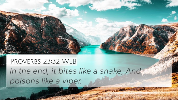 Proverbs 23:32 WEB Bible Verse Image