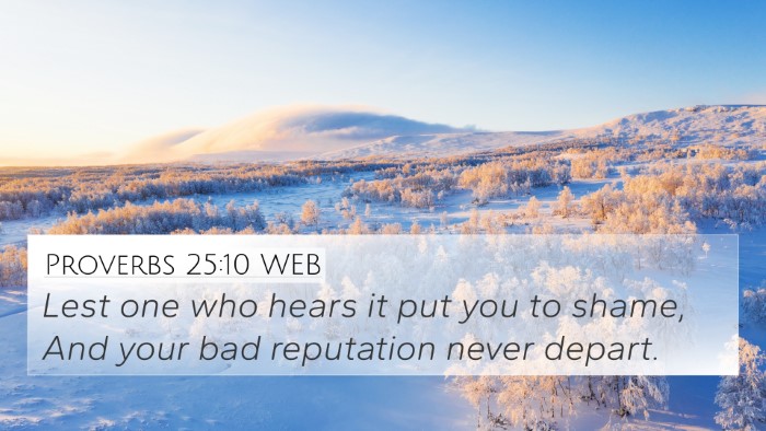 Proverbs 25:10 WEB 4K Wallpaper - Lest one who hears it put you to shame, And your - 4K Wallpaper Bible Verse