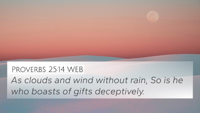 Proverbs 25:14 WEB 4K Wallpaper - As clouds and wind without rain, So is he who - 4K Wallpaper Bible Verse