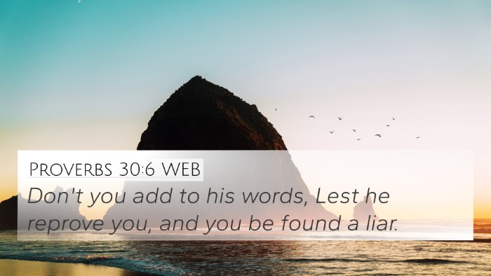 Proverbs 30:6 WEB Bible Verse Image