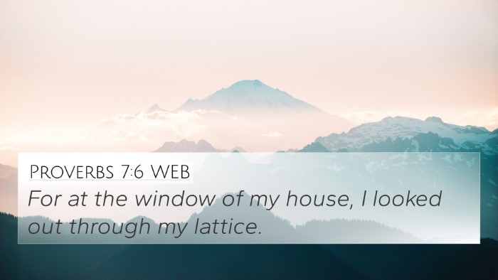 Proverbs 7:6 WEB Bible Verse Image