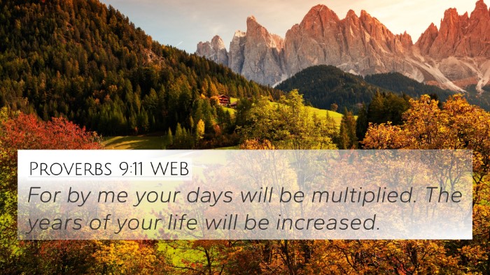 Proverbs 9:11 WEB Bible Verse Image