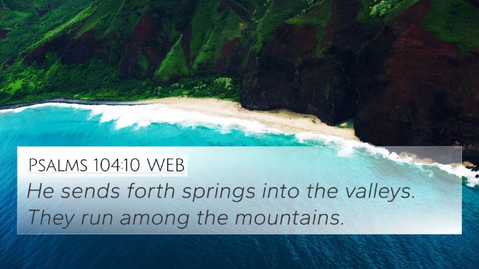 Psalms 104:10 WEB Bible Verse Image