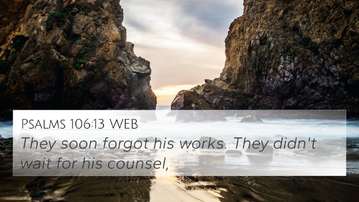 Psalms 106:13 WEB Bible Verse Image