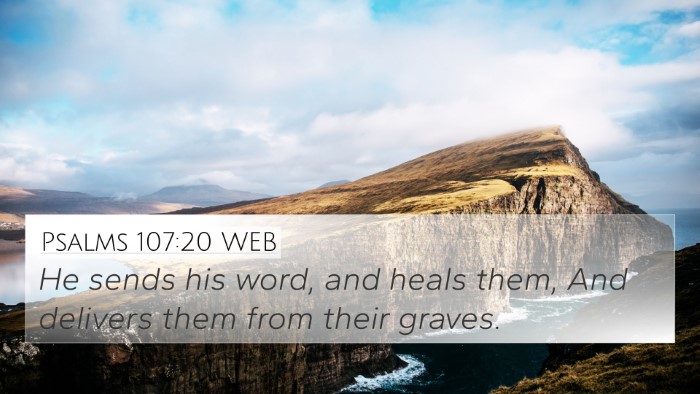 Psalms 107:20 WEB Bible Verse Image
