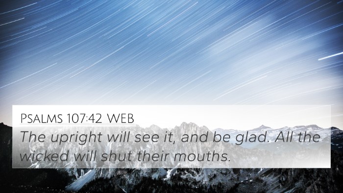 Psalms 107:42 WEB Bible Verse Image