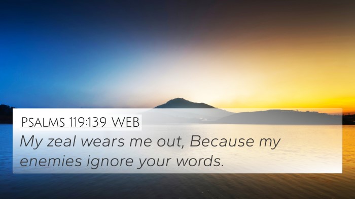 Psalms 119:139 WEB Bible Verse Image