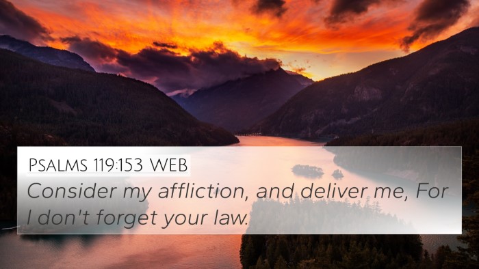 Psalms 119:153 WEB Bible Verse Image