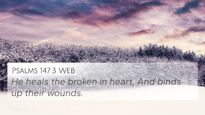 Psalms 147:3 WEB Bible Verse Image
