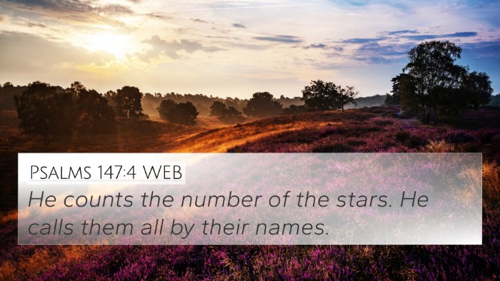 Psalms 147:4 WEB Bible Verse Image