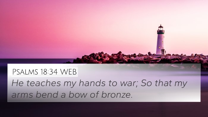 Psalms 18:34 WEB Bible Verse Image