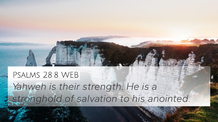 Psalms 28:8 WEB Bible Verse Image