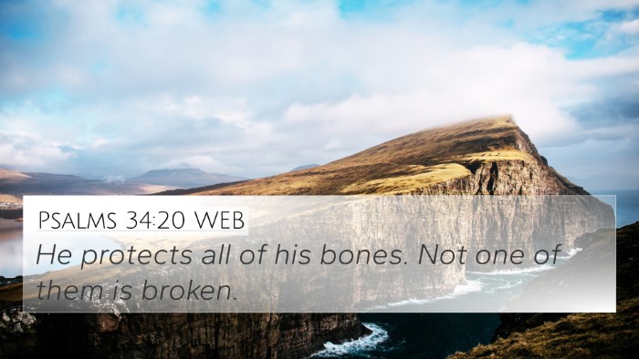Psalms 34:20 WEB 4K Wallpaper - He protects all of his bones. Not one of them is - 4K Wallpaper Bible Verse