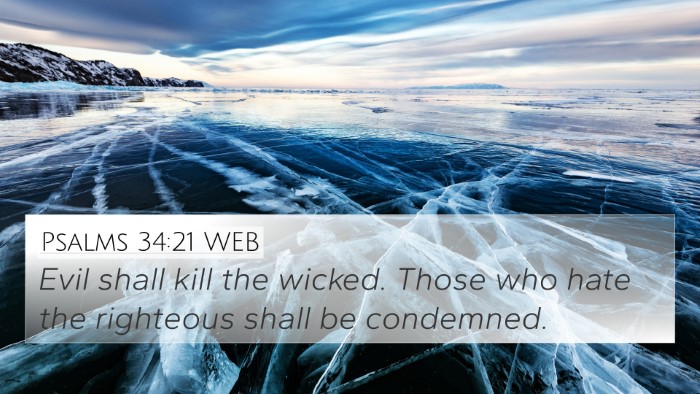 Psalms 34:21 WEB 4K Wallpaper - Evil shall kill the wicked. Those who hate the - 4K Wallpaper Bible Verse