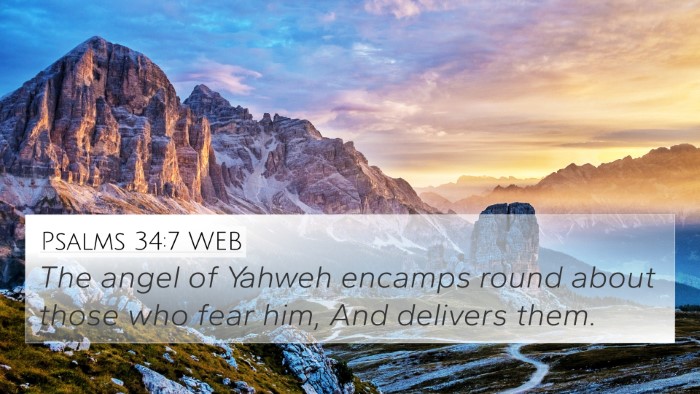 Psalms 34:7 WEB 4K Wallpaper - The angel of Yahweh encamps round about those who - 4K Wallpaper Bible Verse